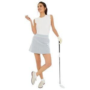 Chico's Blue and White Mini Pencil Skirt/ Skort Casual Size 0/ 4 Searsucker